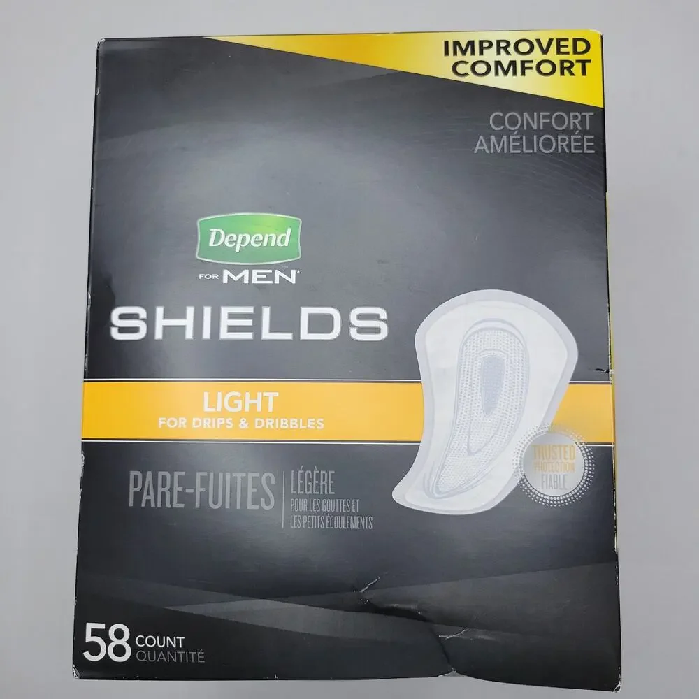 Depend SHIELDS Improved Comfort Incontinent Pads Men's Light Absorbency 58 Count